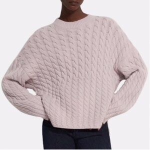 Brand New Theory Karenia Cable Felted Wool Cash Sweater Size L